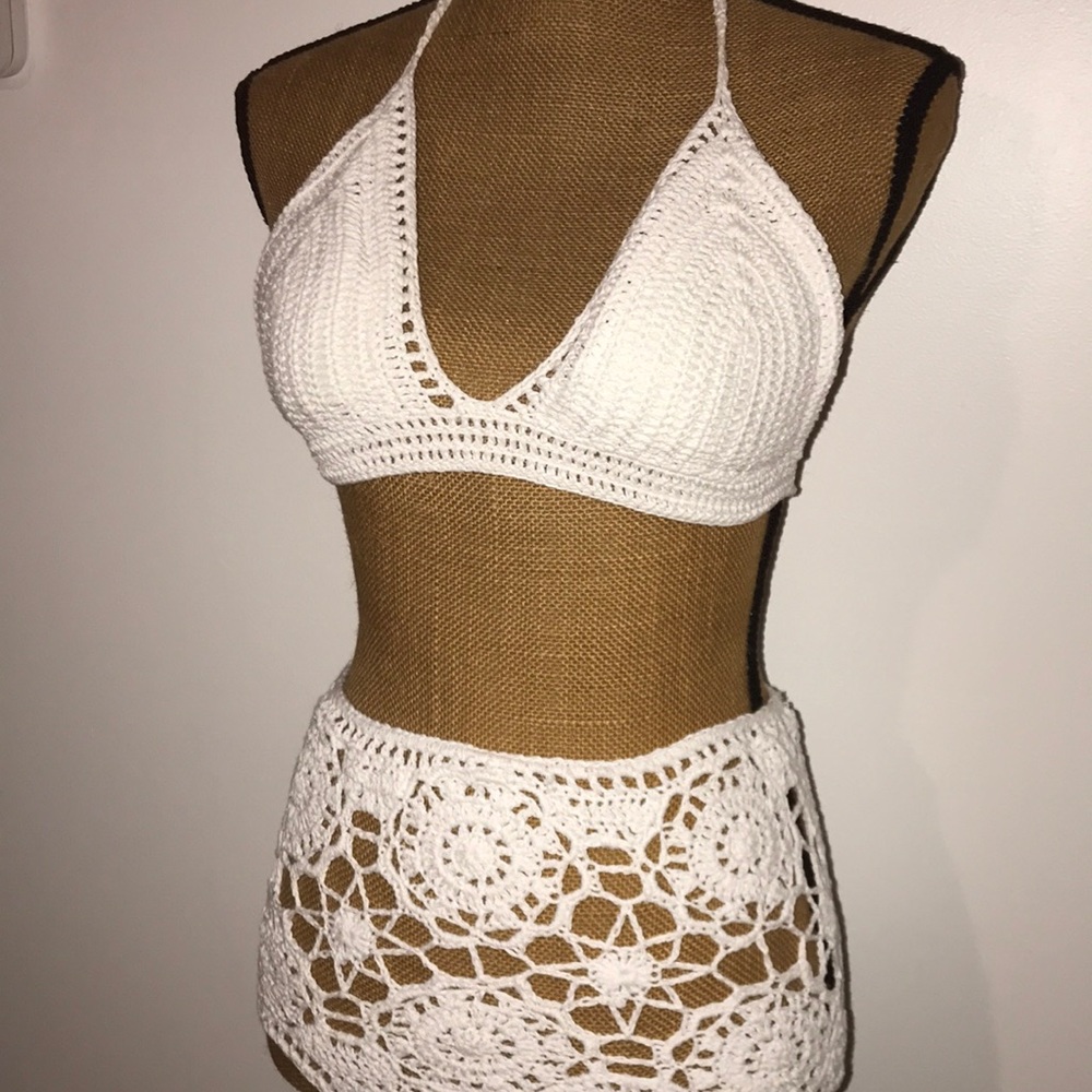White crocheted bikini